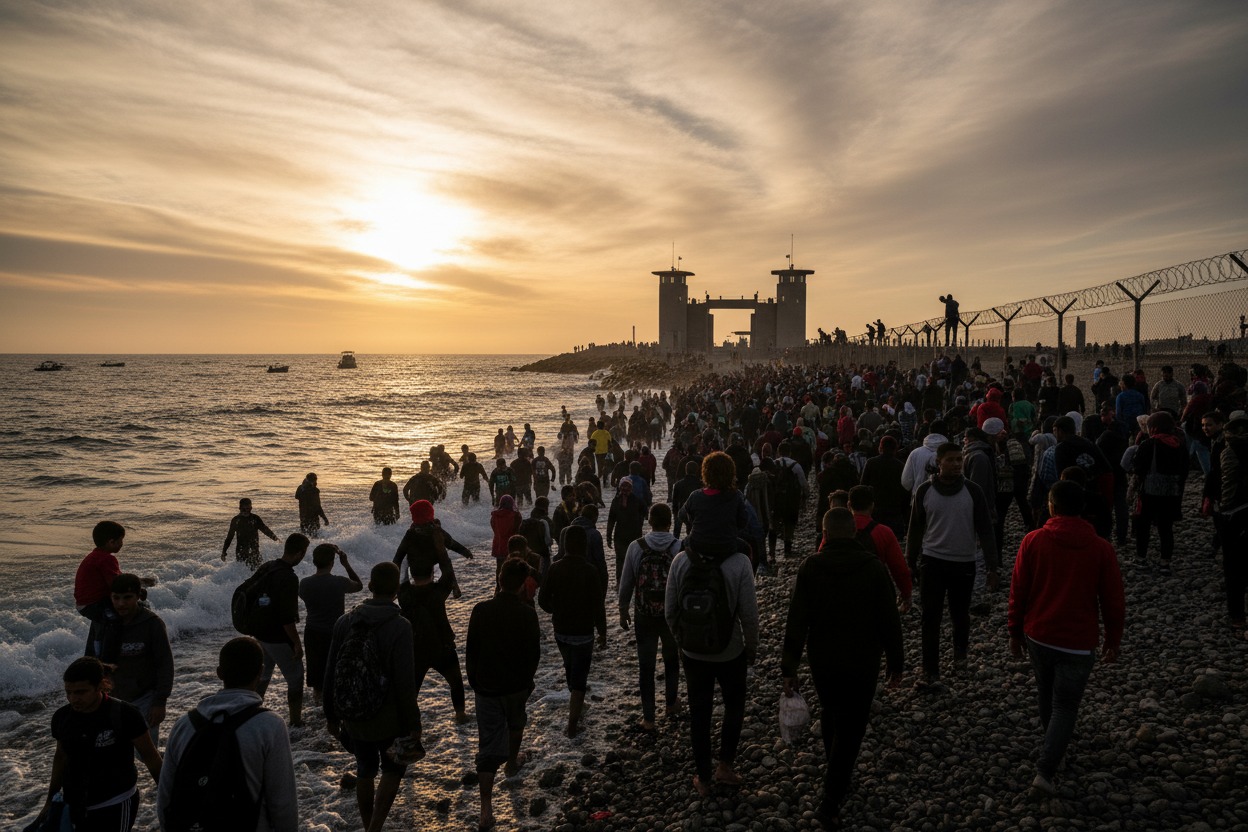 بلاغ رسمي مقلق: أفواج مهاجرين باب سبتة.. “مجلس شباب نموذج الأمم المتحدة” يحمّل المسؤولية ويدعو لتكثيف التنسيق المغربي-الإسباني